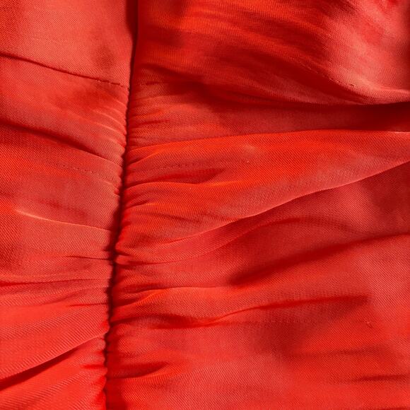 House of Harlow Dress Women L Orange Satin Pleated Wedding Guest Grecian Formal - Picture 11 of 16